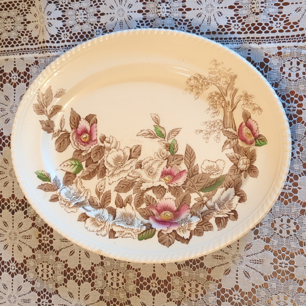 Vintage Windsor Ware F.B.&Co. Johnson Bros England floral china serving dish.